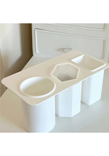 Lumaworld Siyah 1 Adet Büyük Kapasiteli Makyaj Fırçası Ve Ruj Organizer - Yapışkanlı Aksesuarlı Vanity Saklama Kutusu Siyah