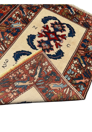 El Dokuma İmzalı Çanakkale Dobag Halısı 102x147 Kök Boya %100 Yün Halı Kiremit