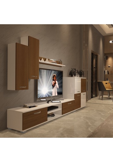 Decoraktiv Eko 6 Mdf Dvd Tv Ünitesi Tv Sehpası Beyaz - Ceviz