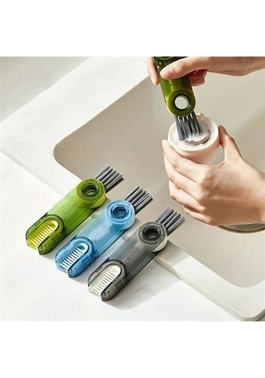 Buffer 3 Fonksiyonlu Pratik Şişe Temizleme Fırçası Mutfak Banyo Araç İçin Çok Amaçlı Fırça Çok Renkli