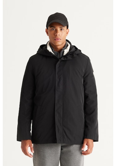 AC&Co / Altınyıldız Classics Erkek Sıyah Standart Fit Normal Kesim Kapüşonlu Dik Yaka Trençkot Siyah AC&Co / Altınyıldız Classics Erkek Sıyah Standart Fit Normal Kesim Kapüşonlu Dik Yaka Trençkot Siyah