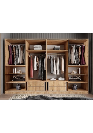 Albero Sürgülü Çekmeceli Gardırop Dolap Çb 360 Cm Montaj Dahil