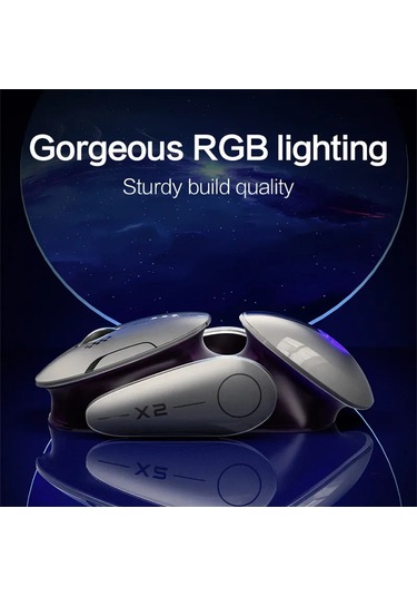 Inphıc X2 3 Modu Fare Kablosuz Bluetooth 4.0 / 5.0 Fare 2400 Dpı Şarj Edilebilir Fareler Dizüstü Bilgisayar İçin Işık İle