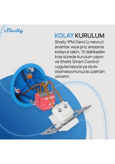 Shelly 1pm Gen4 Enerji Ölçümlü 16a Akıllı Röle