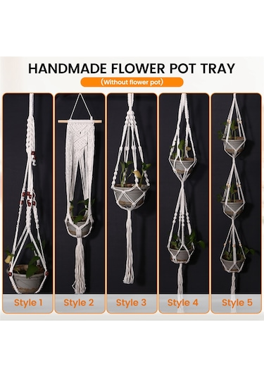 El Yapımı Çiçek Standı, Ayarlanabilir Düğümleme İpi, Dokuma Askılı Sepet
