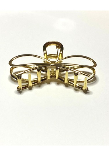 7 Cm Fiyonk Model Altın Saç Tokası Minimal Ve Zarif Metal Mandal Toka Altın