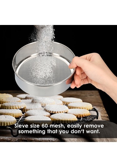 Shineyee 60 Ağız 304 Paslanmaz Çelik Gıda Ve İlaç Süzgeci, Fırın Ve Yemek Süzme İşlemleri İçin 15cm Boyutunda Pratik Araç Gümüş