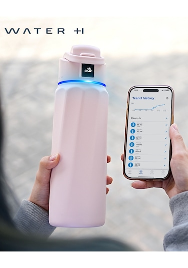 Waterh Boost Akıllı Termos Hidrasyon Takibi Yapan, Yalıtımlı 0,71l / 24oz Akıllı Şişe Açık Pembe