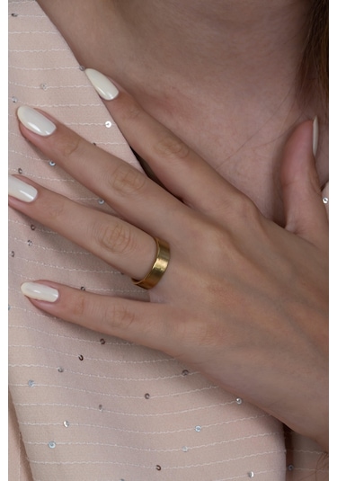 Takı Dükkanı 6 MM Mat Sarı Düz Çelik Alyans Yüzük Cl38