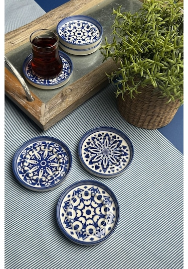 Tabak Evi Stoneware Mozaik Blue Sefa 6 Lı Çay Tabağı 10cm Çok Renkli