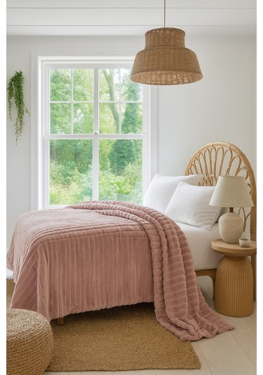 Gentle Tek Kişilik Battaniye 160 220 Pudra Pudra