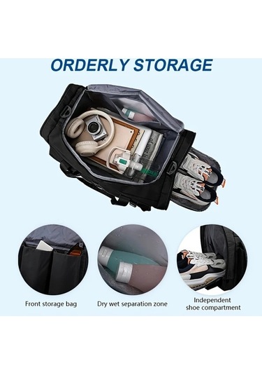 Sandwich Yobenki 003 Siyah Seyahat Sırt Çantası: Omuz Askılı, Ayakkabı Bölmesi Siyah