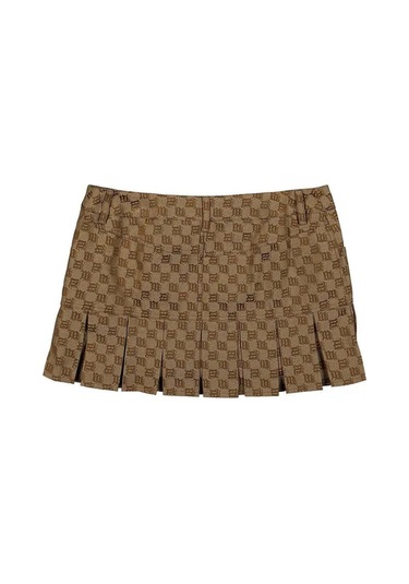 Misbhv Biscotto Monogram Kloş Etek - , Jacquard Desenli Mini Etek Kahverengi
