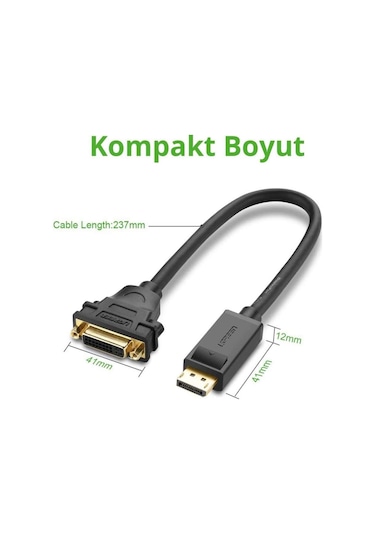 Ugreen Displayport Erkek To Dvı 24+5 Dişi Çevirici Dönüştürücü 15