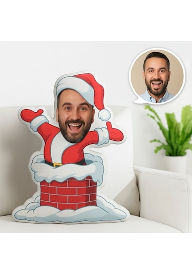 Kişiye Özel Noel Baba Yastığı Sevdiklerine Özel Fotoğraflı Yılbaşı Armağanı Çok Renkli