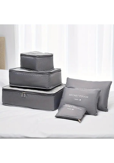 Sunshine011 6'lı Seyahat Saklama Çantası Seti, Siyah Hafif Kıyafet Koruma Düzenleyici Siyah