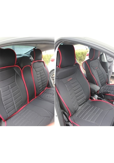 Peugeot 407 Station Wagon Oto Koltuk Minderi Ön Arka 5'li Takım Siyah Kırmızı Fivestar Scr