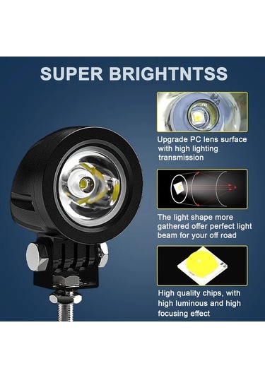 Motion003 Alüminyum 2 Işık 2 İnç Motosiklet Işıkları Beyaz Yüksek Lümen Su Toz Geçir