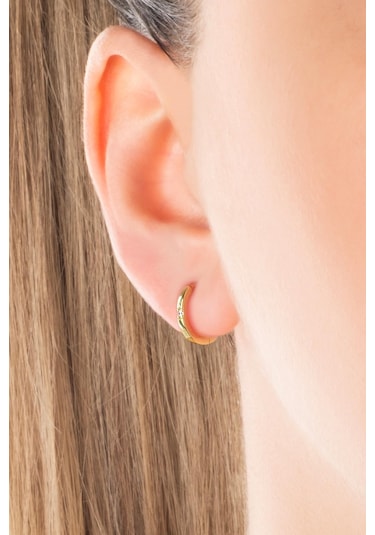 Luna Işıltısı 18 Ayar Sarı Altın Kaplama Gümüş Halka Küpe Sarı