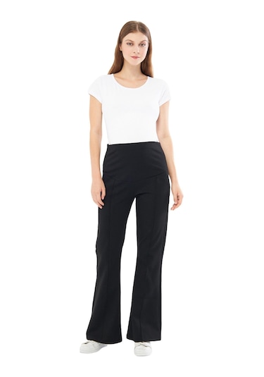 Luvmabelly - Myra8155 - İspanyol Paça Çelik Örme Hamile Pantolonu-siyah