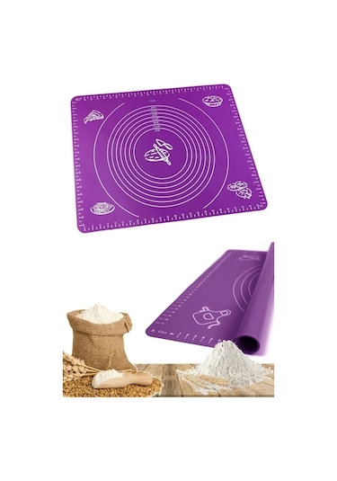 Mucit Home Silikon Hamur Açma Yoğurma Matı Pasta Fırın Altlığı, Mor Mor