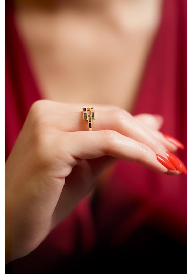 22 Ayar Görünümlü 14 Ayar Altın Kaburga Ajda Yüzük Yzk6704 Beyaz Altın