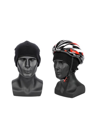 Trendooze Bisiklet Sıcak Şapka Açık Spor Rüzgar Geçirmez Kask Siyah, Termal Yalıtım Teknolojisi Siyah