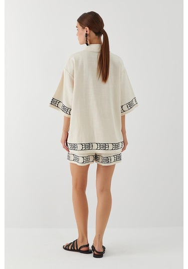 Şortlu Bambu Takım Bej Bej