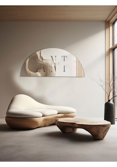 200x100 Cm Yarımay Dekoratif Ayna, Konsol Aynası, Hol Aynası, Dresuar Aynası 200 X 100 Gümüş