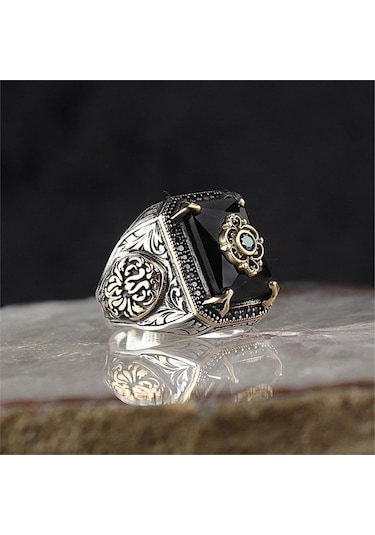 Siyah Zirkon Taşlı Gümüş Yüzük