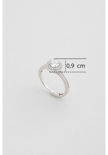 Işıltılı Mozanit 18 Ayar Beyaz Altın Kaplama Ayarlanabilir Gümüş Yüzük Beyaz