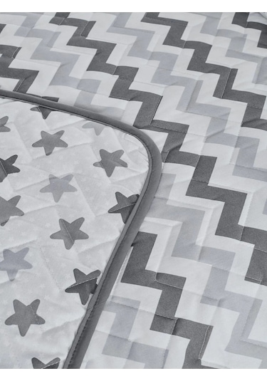 Suvay Kapitoneli Tek Kişilik Yatak Örtüsü Çift Taraflı Renkli Genç Ve Çocuk Odası Kapitone Yatak Örtüsü Gri