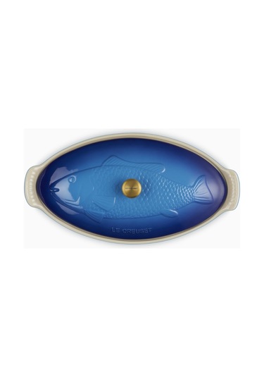 Le Creuset Kapaklı Seramik Balık Pişirme Kabı, 34 Cm Seramik Tava Lacivert