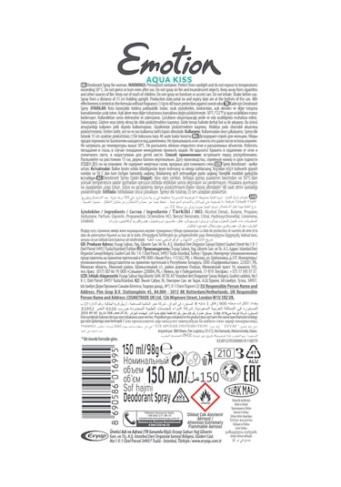 Emotion Aqua Kiss Kadın Sprey Deodorant 6 x 150 ML