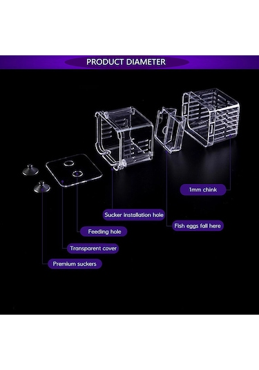 Konesam Akvaryum Yavru Balık Korumalı Yetiştirme Kutusu, Çift Katlı W Şekilli Bölücü, Sağlam Sünger Emici İle Kolay Kurulum, Transparan Ps Malzeme