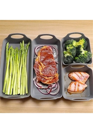 Besthome1 4'lü Gri Silikon Fırın Bölücü Seti - Dayanıklı, Anti Yapışkan, Farklı Malzemeler İçin Gri Gri