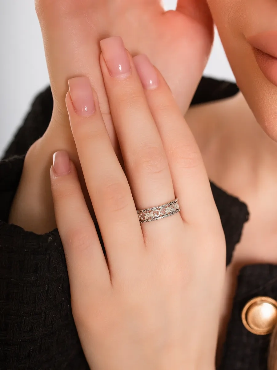 Monıchev Jewelry 925 Ayar Gümüş "kurtar Ve Koru" Doğrudan Dini Yüzük 321719133 Gri