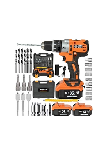 Mager XR 58 V 5 Ah Şarjlı Vidalama Matkap 30 Parça Set