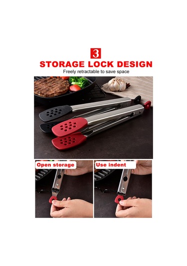 Padalink 304 Paslanmaz Çelik & Silikon Gıda Kıyma, Izgara Ve Steak İçin Isıya Dayanıklı Antiparç Kalem夹, Siyah Çok Renkli