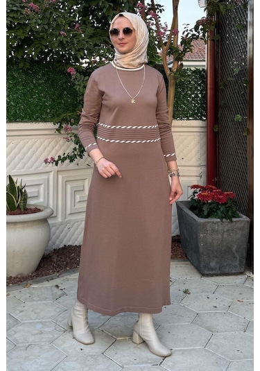 Samanyolu Kahve Triko Elbise Normal