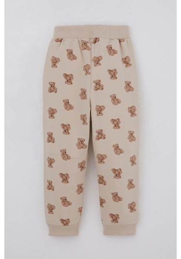 Breeze Erkek Bebek Eşofman Takımı Sevimli Ayıcık Desenli Pantolonu Düğme Aksesuarlı 9 Ay-3 Yaş, Bej Bej