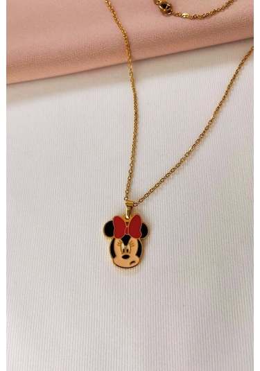 Mickey Mouse Çelik Kolye Çok Renkli