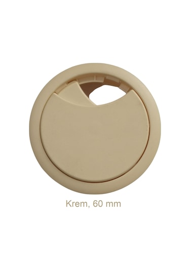 Adilon Masa Üstü Kablo Kanalı Deliği Kapağı Krem Masa Kapağı 6 Cm 5 Adet