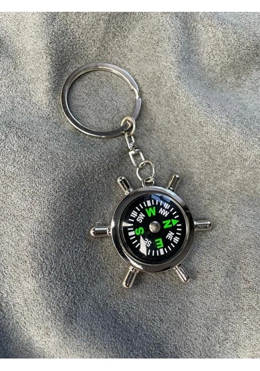 Leezsing Denizciler İçin Metal Gemi Direksiyonu Pusula Anahtar Zinciri - Dayanıklı Malzeme, Güvenli Tutma, Çeşitli Renkler Gümüş