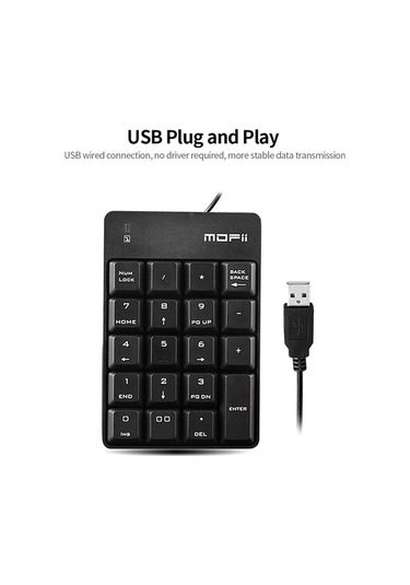 Novahub Usb Nümerik Klavye Mofii X810 - 18 Tuşlu Finans Klavyesi Siyah Optik Taşınabilir Optik