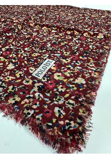 Poloist Desenli Flamlaı Keten Eşarp- 05652 Bordo