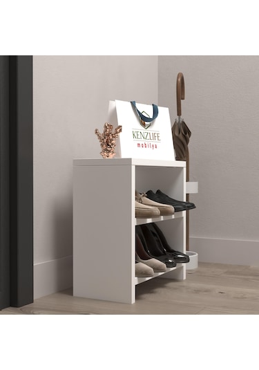 Kenzlife Ayakkabılık Mısri Mat Beyaz Suntalam 035 040 20 Dört Çift Ayakkabı Kapasitesi Arkalıksız Beyaz