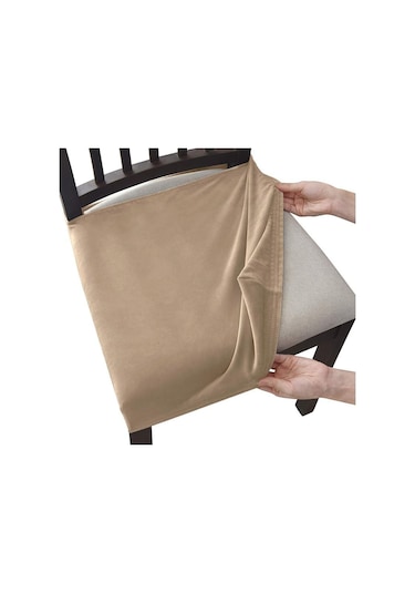 Taupe Kadife Sandalye Koltuk Kapakları Çıkarılabilir Yıkanabilir Anti-toz Streç Spandex Yemek Odası Döşemeli Sandalye Koltuk Slipcovers
