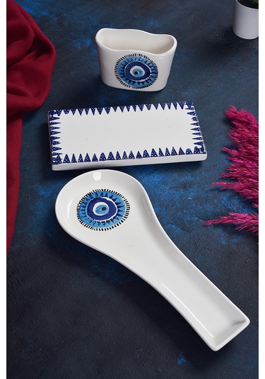 Piatti Naturali 3 Lü Mutfak Seti Nazar Kaşık Altlığı Süngerlik Yağdanlık