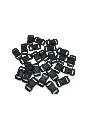 Parakord Bileklik Için 3''8 Plastik Klips Bileklik Kilidi 100 Ad Siyah